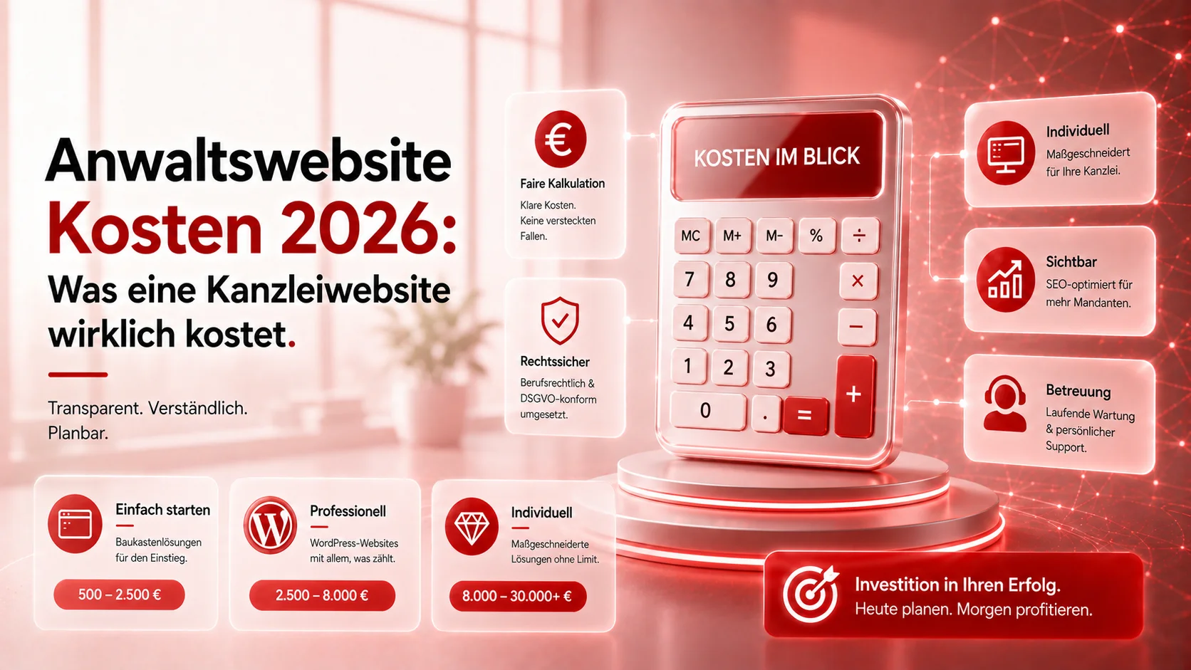 Anwaltswebsite Kosten: Was eine Kanzleiwebsite wirklich kostet (2026)