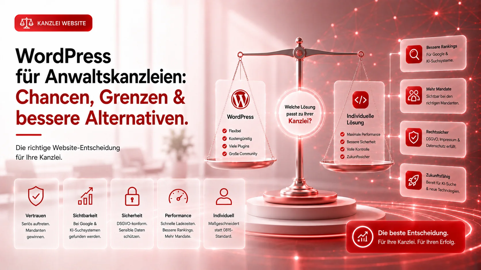 WordPress für Anwaltskanzleien: Chancen, Grenzen und bessere Alternativen